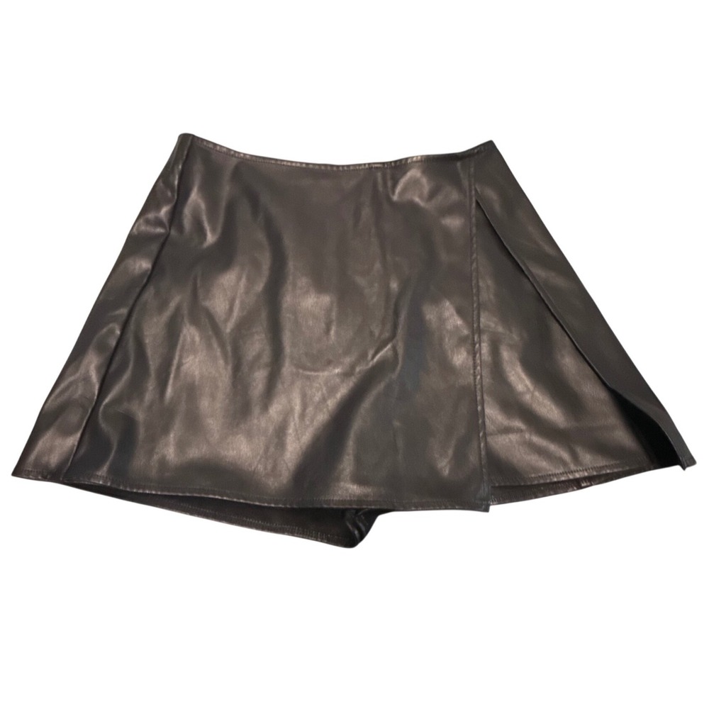 PacSun Faux Leather Skort Black Mini Skirt Women's Small S Y2K